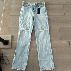 Stylish Light Blue Distressed Women's Jeans